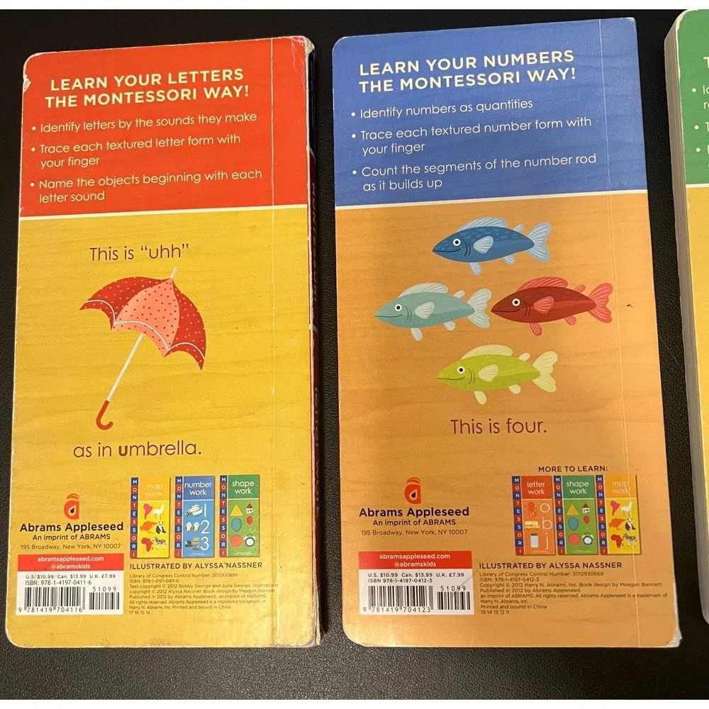 Montessori Board Book Set Kids Multicolor 4 Book Lot Learning